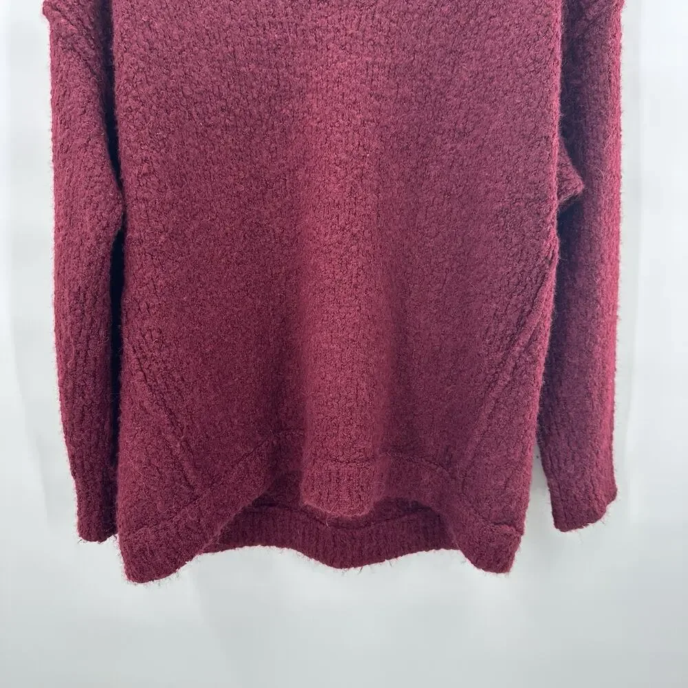 Free People‎ Sweater Womens Medium Purple Alpaca Wine Boucle Lofty Boxy Slouchy